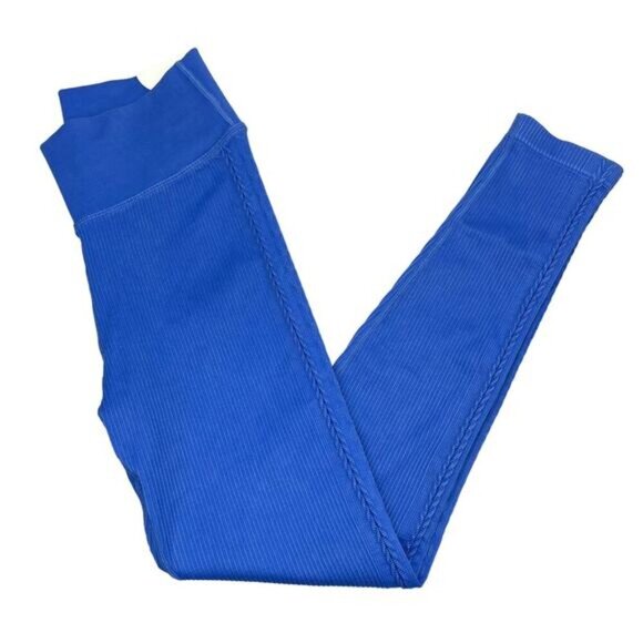 NWT OFFLINE By Aerie Hi-Rise Seamless Cable 7/8 Leggings Sz XS Blue - Picture 2 of 7